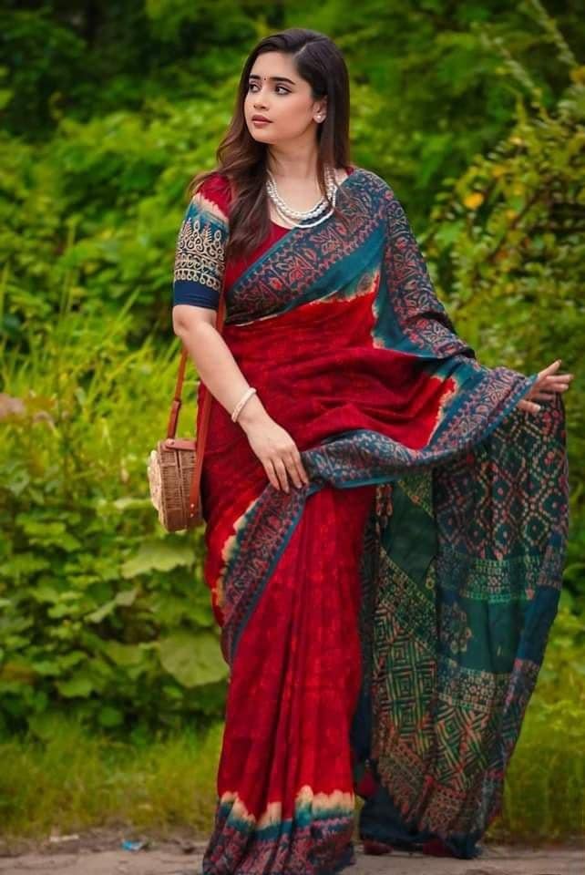 Chanderi Silk Digital Printed tassel Saree Soft and comfortable 12.5 Hand Saree For Women HFC-1051